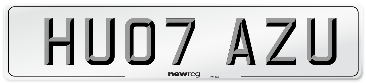 HU07 AZU Number Plate from New Reg